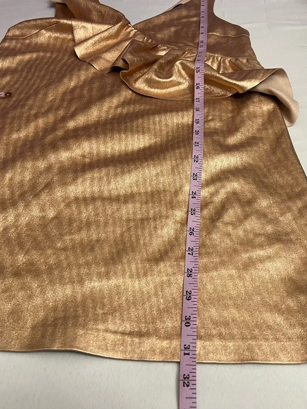 Zara Metallic Rose Gold Ruffle Mini Dress Size Small